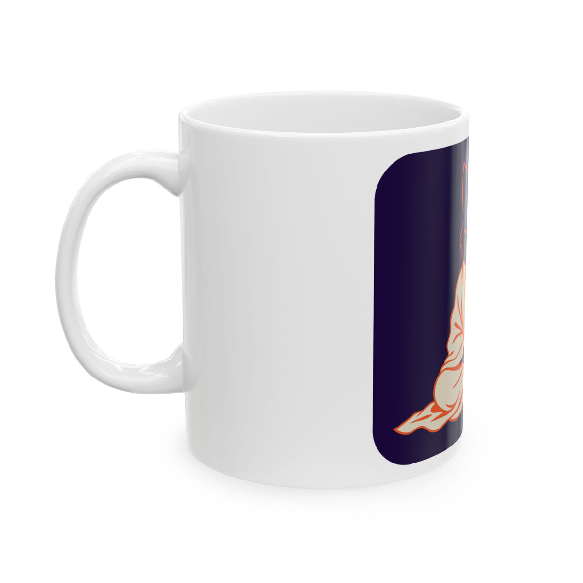 Zen Cat Anime Art Mug | Woodblock Parody