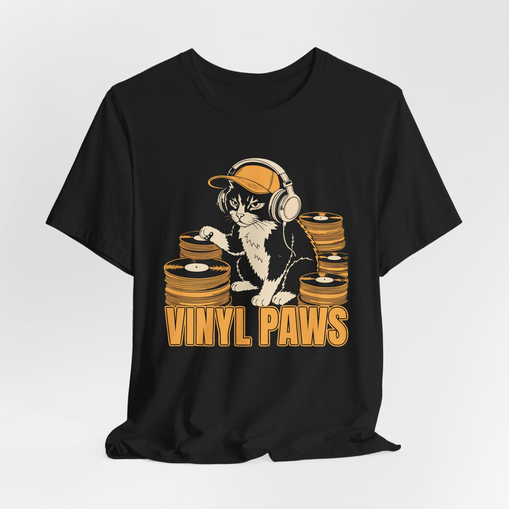 Vinyl Paws Cat Tee – Funny Cats Retro Music Humor