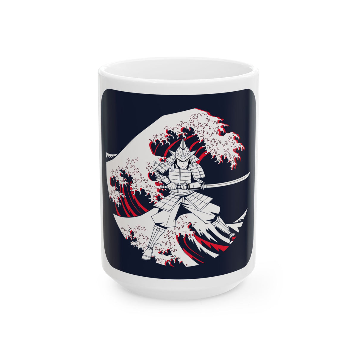 Samurai Wave Anime Mug | Hokusai Parody