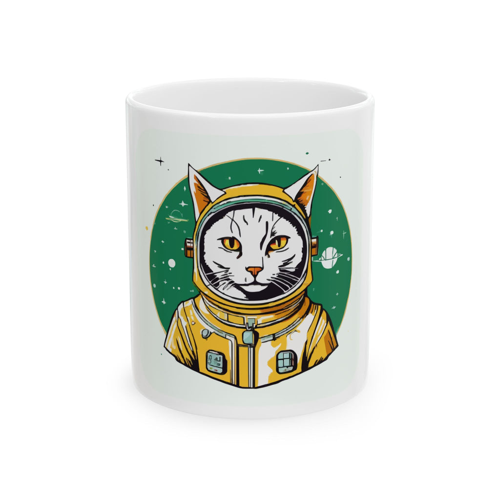 Space Cat Scientist Retro Emblem Mug - Funny Cats And Animals