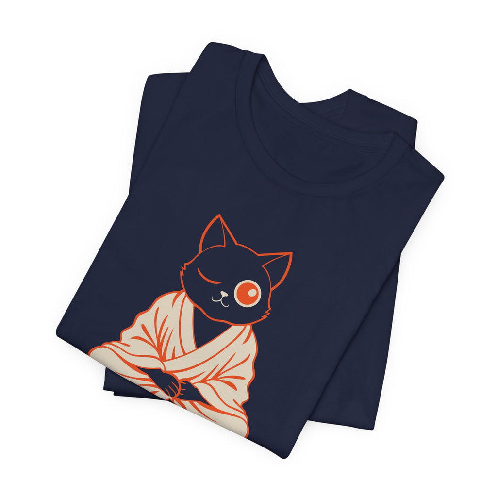 Zen Cat Anime Art Tee | Woodblock Parody