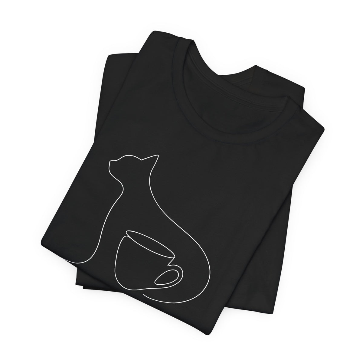 Cat Lover Coffee Tee - Minimalist Line Art