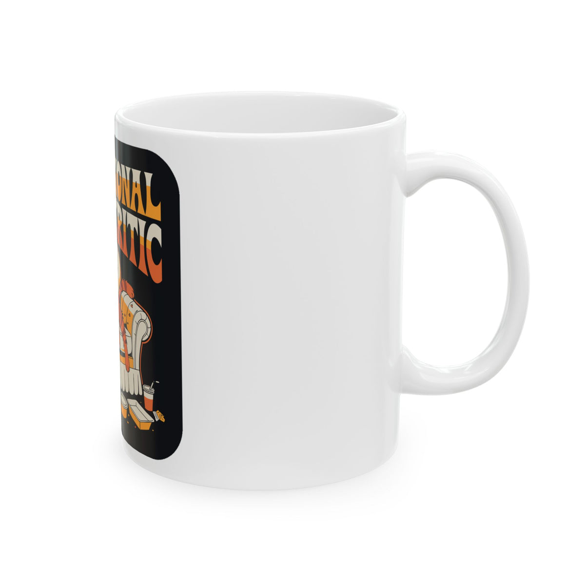 Lazy Cat on Armchair Mug - Funny Retro Pet Attitude Gift