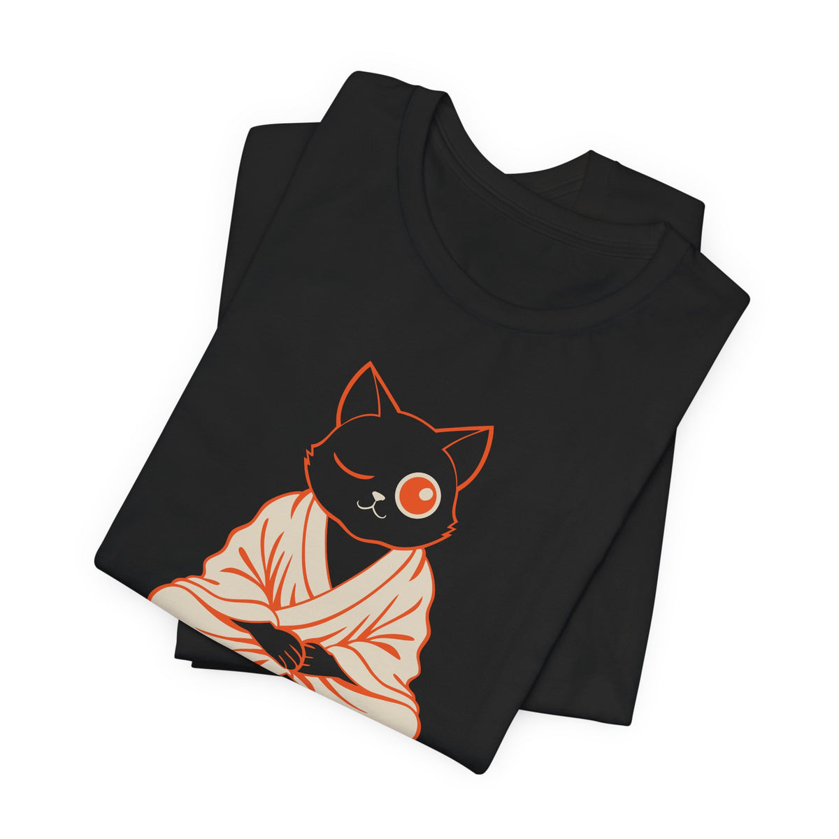 Zen Cat Anime Art Tee | Woodblock Parody