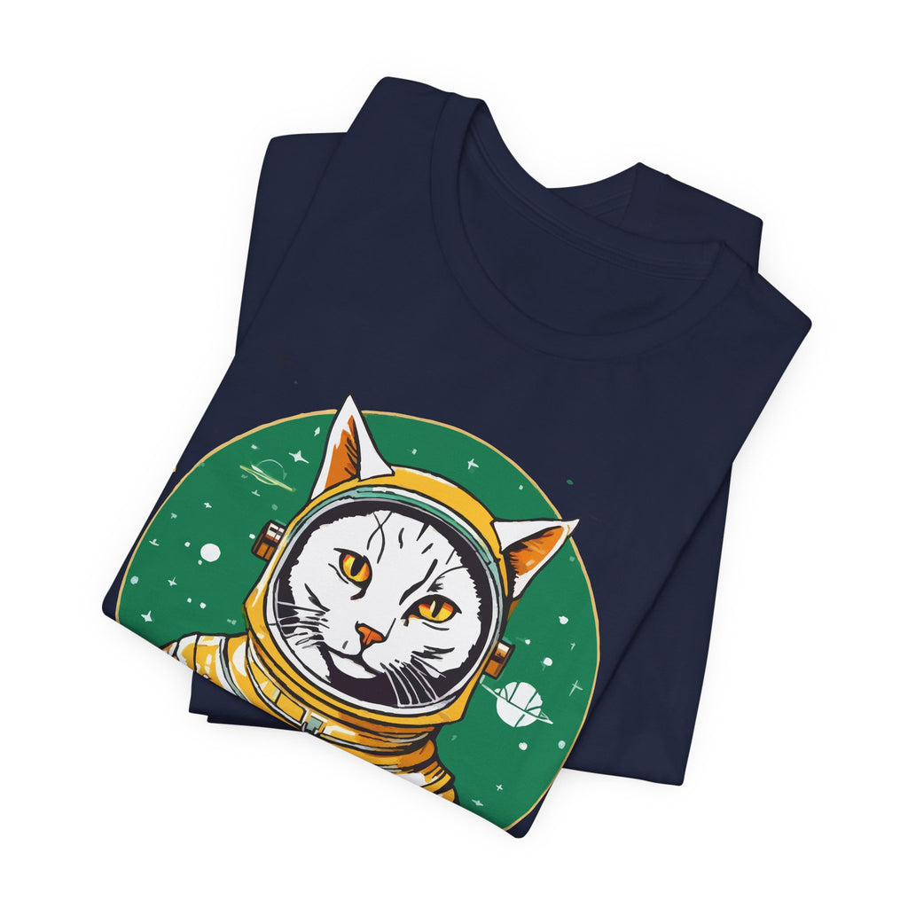 Space Cat Scientist Retro Emblem Tee - Funny Cats And Animals