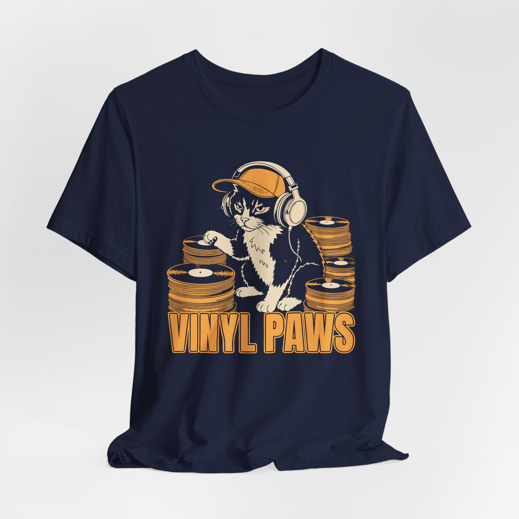 Vinyl Paws Cat Tee – Funny Cats Retro Music Humor