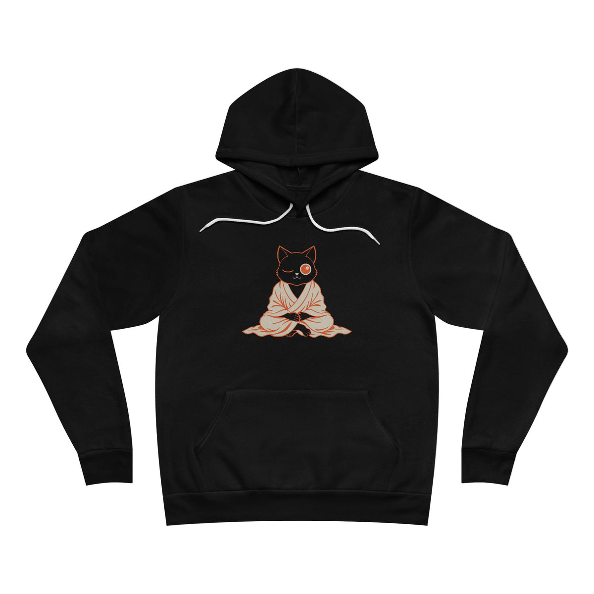 Zen Cat Anime Art Hoodie | Woodblock Parody