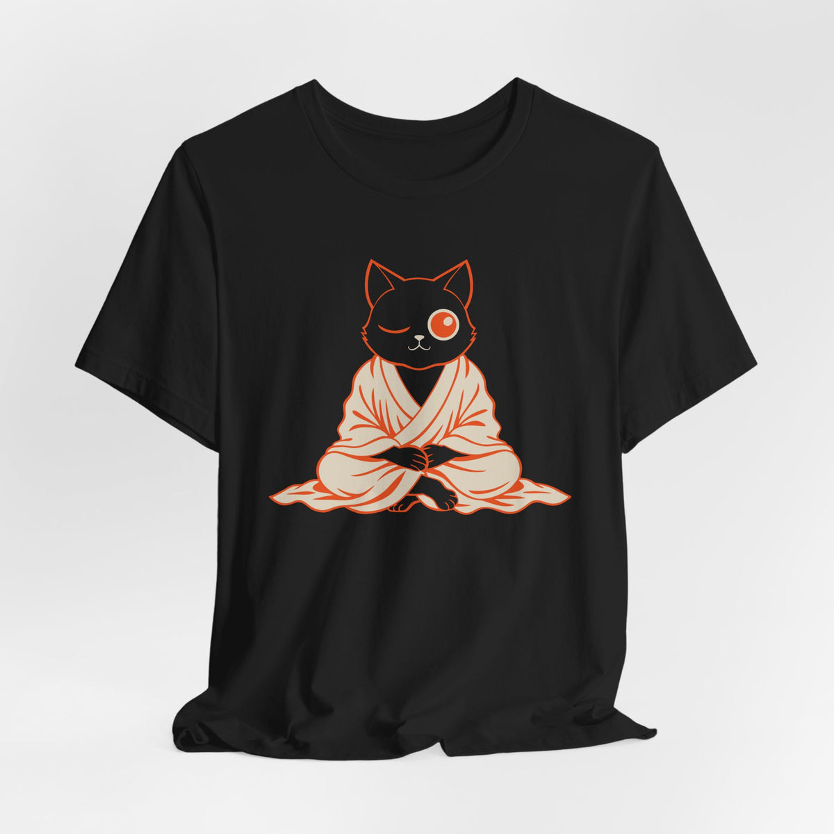 Zen Cat Anime Art Tee | Woodblock Parody