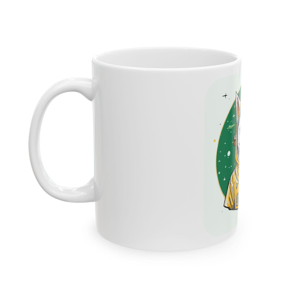 Space Cat Scientist Retro Emblem Mug - Funny Cats And Animals