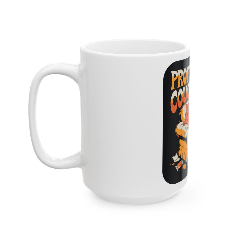 Lazy Cat on Armchair Mug - Funny Retro Pet Attitude Gift