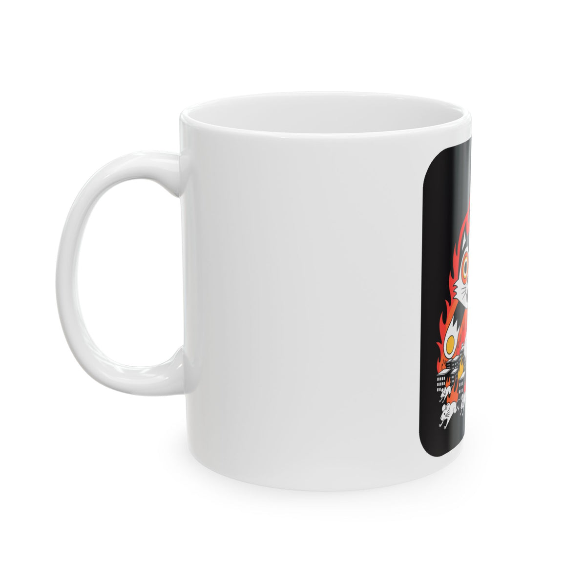 Dark Humor Monster Kitty City Chaos Mug
