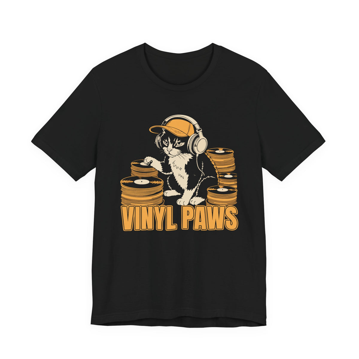 Vinyl Paws Cat Tee – Funny Cats Retro Music Humor