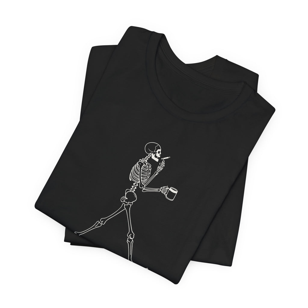 Skeleton Coffee Smoker Tee - Dark Humor