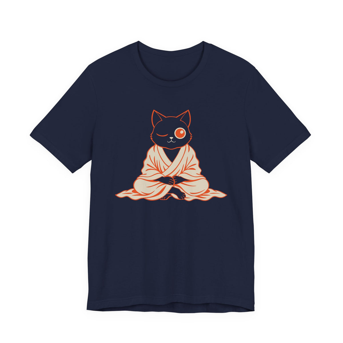 Zen Cat Anime Art Tee | Woodblock Parody