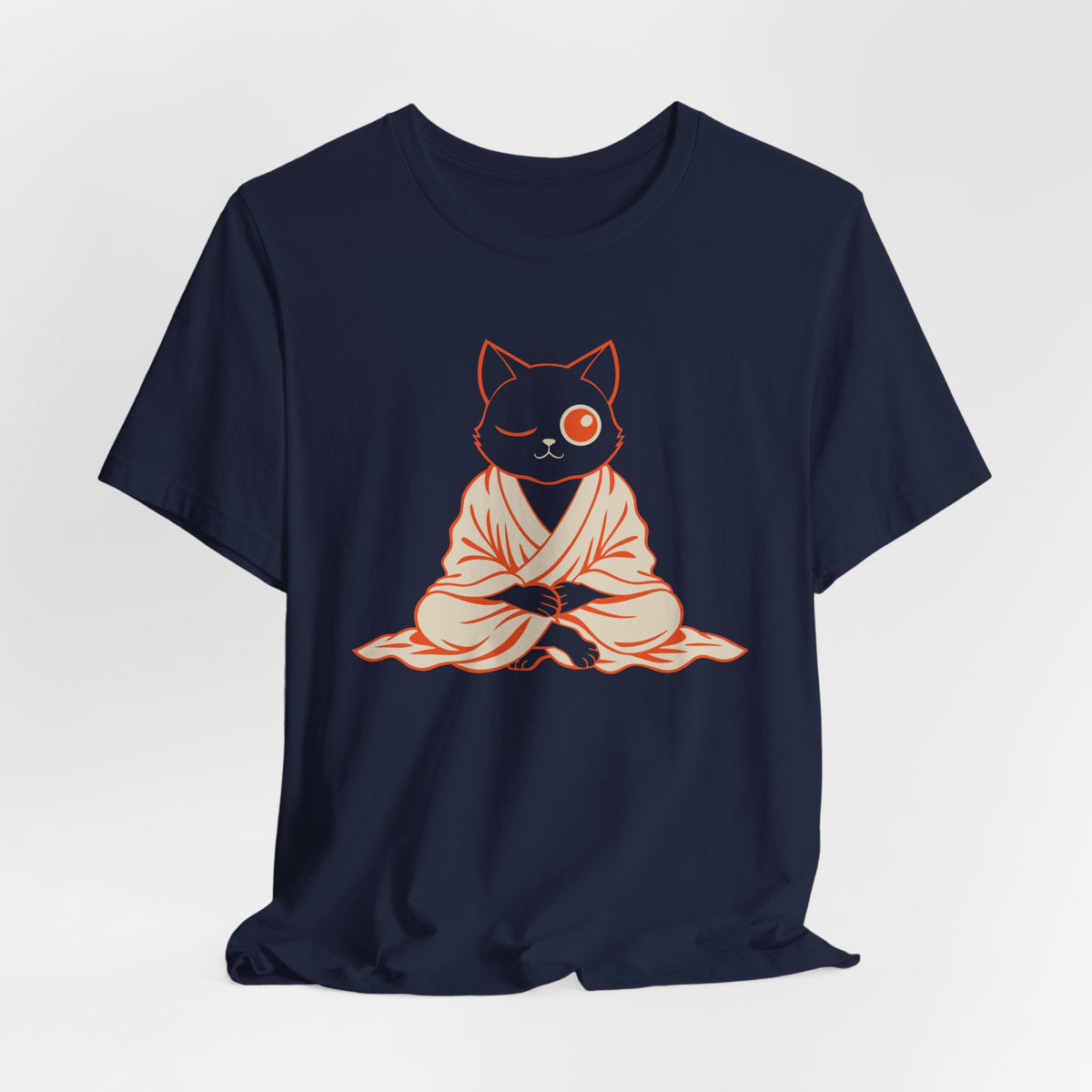 Zen Cat Anime Art Tee | Woodblock Parody