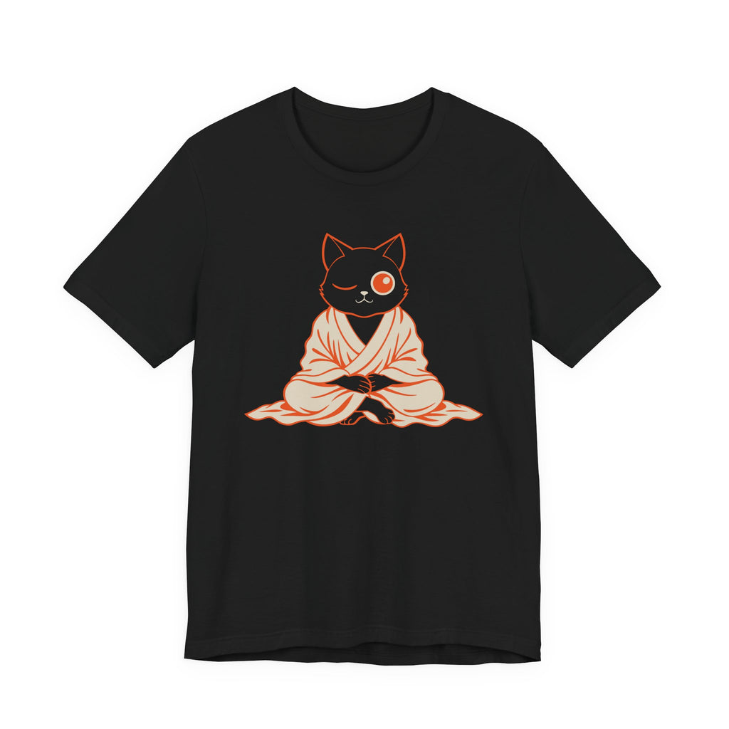 Zen Cat Anime Art Tee | Woodblock Parody