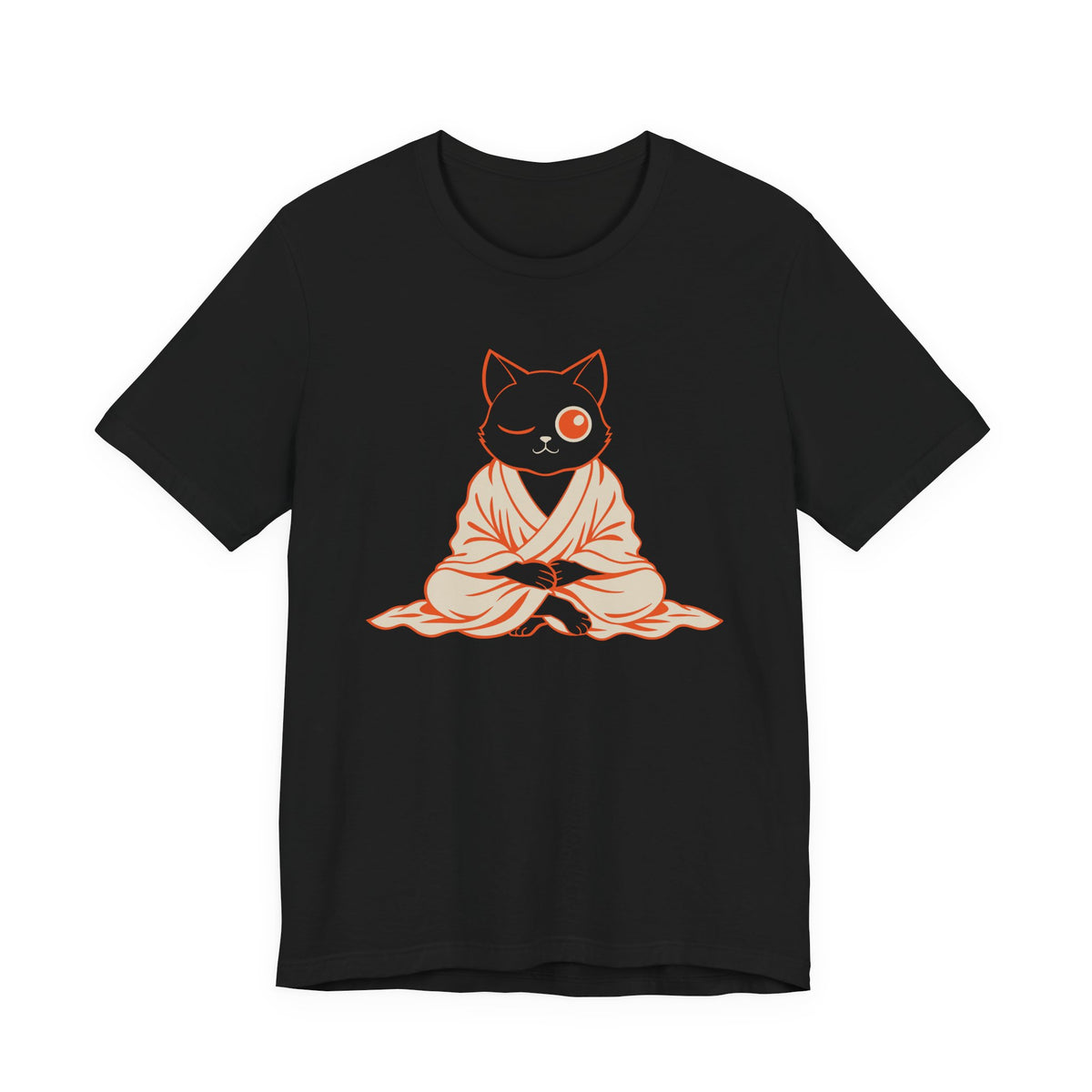 Zen Cat Anime Art Tee | Woodblock Parody