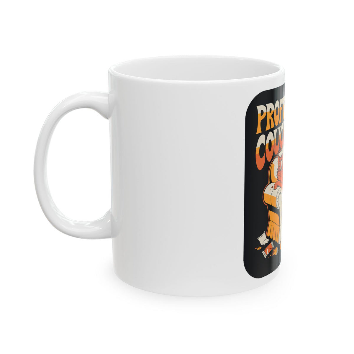 Lazy Cat on Armchair Mug - Funny Retro Pet Attitude Gift