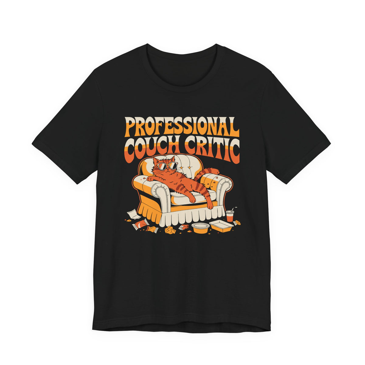 Lazy Cat on Armchair Tee - Funny Retro Pet Attitude Gift