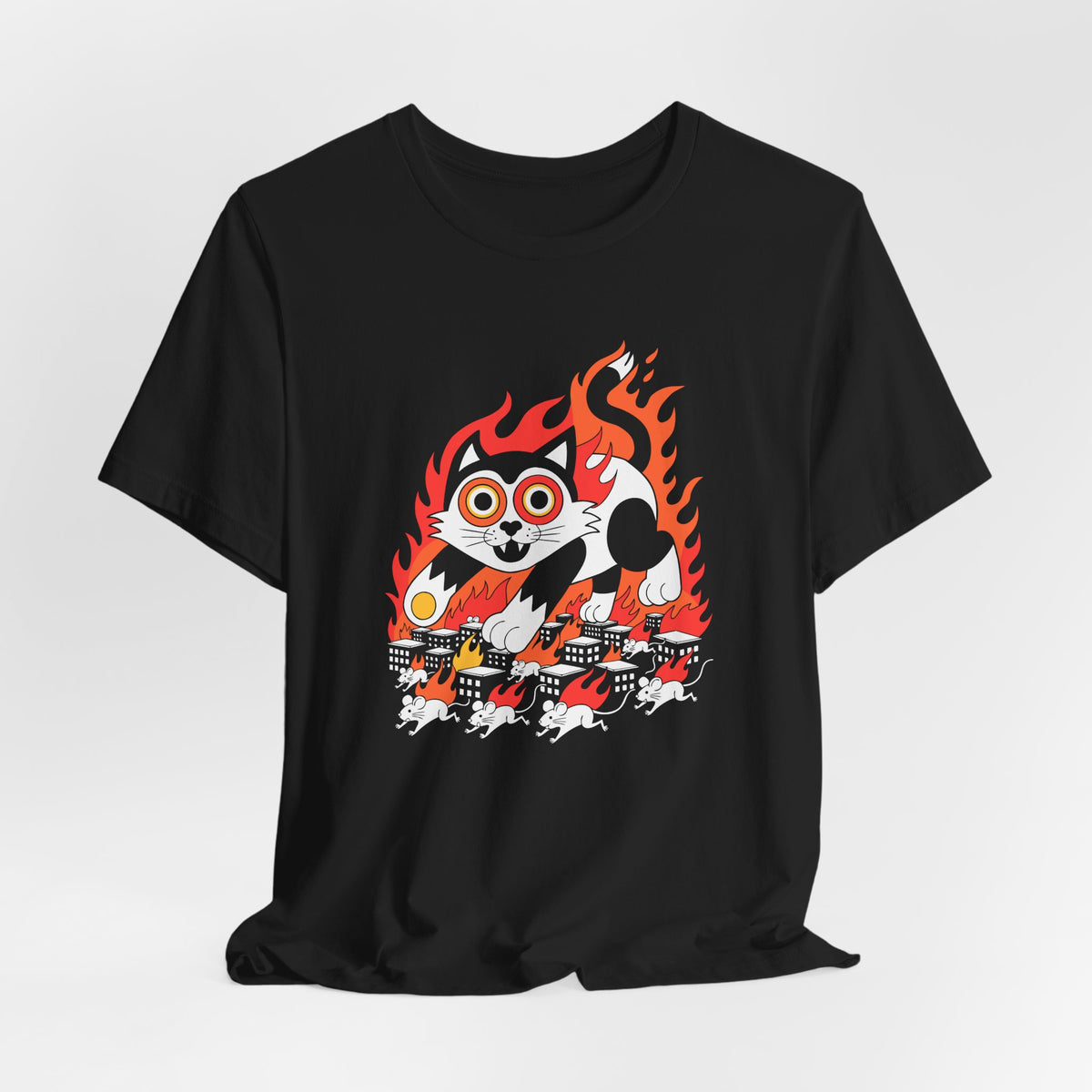 Dark Humor Monster Kitty City Chaos Tee