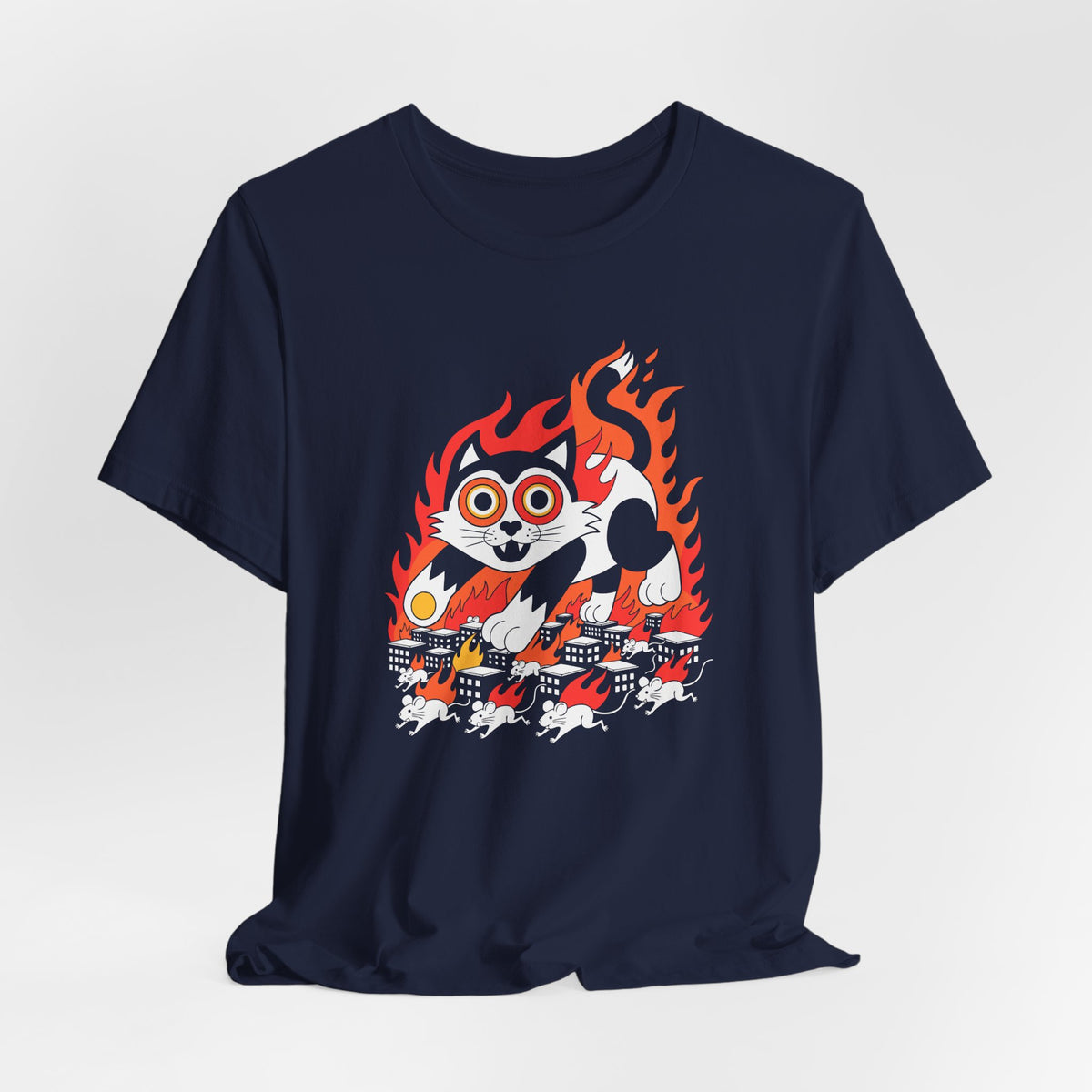 Dark Humor Monster Kitty City Chaos Tee