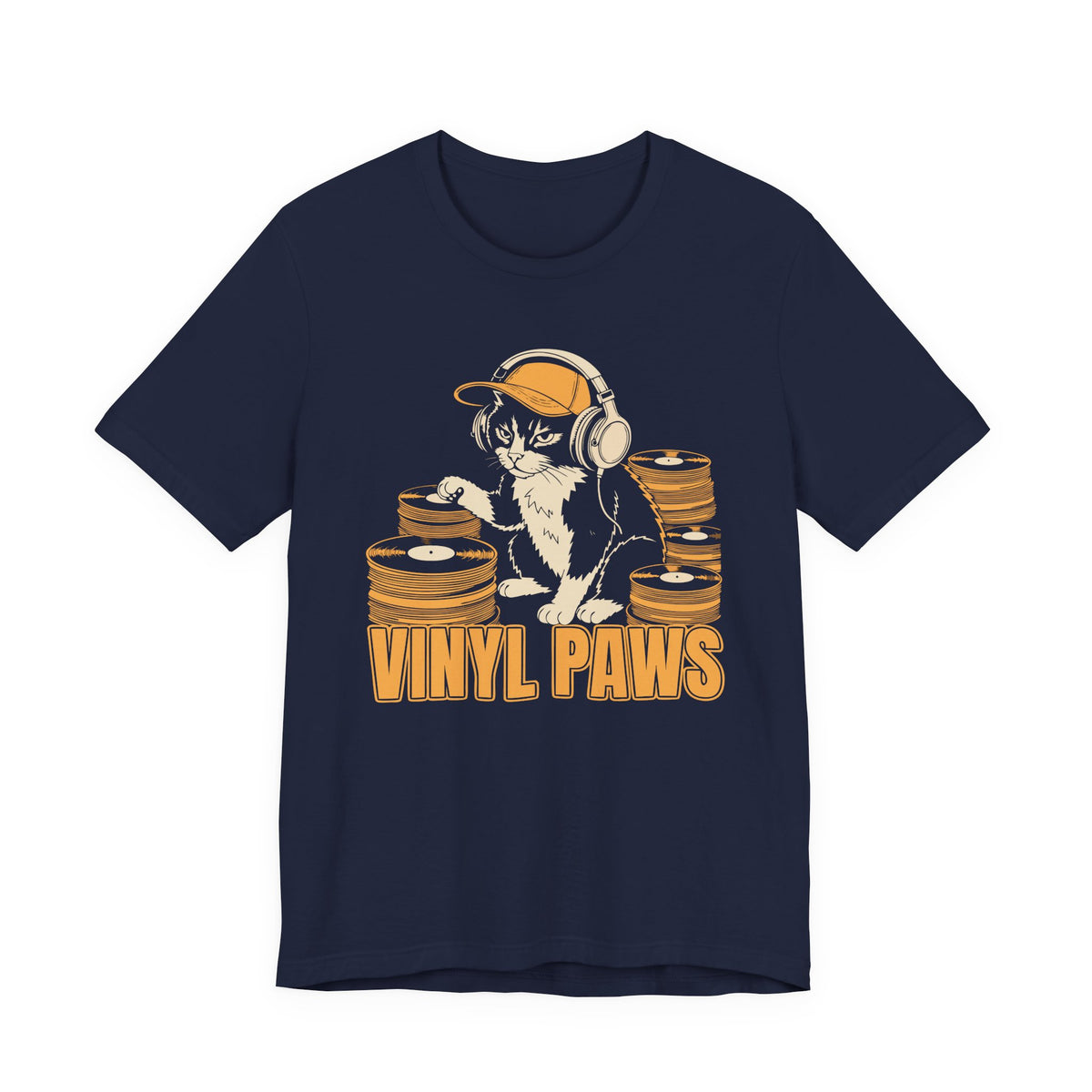 Vinyl Paws Cat Tee – Funny Cats Retro Music Humor